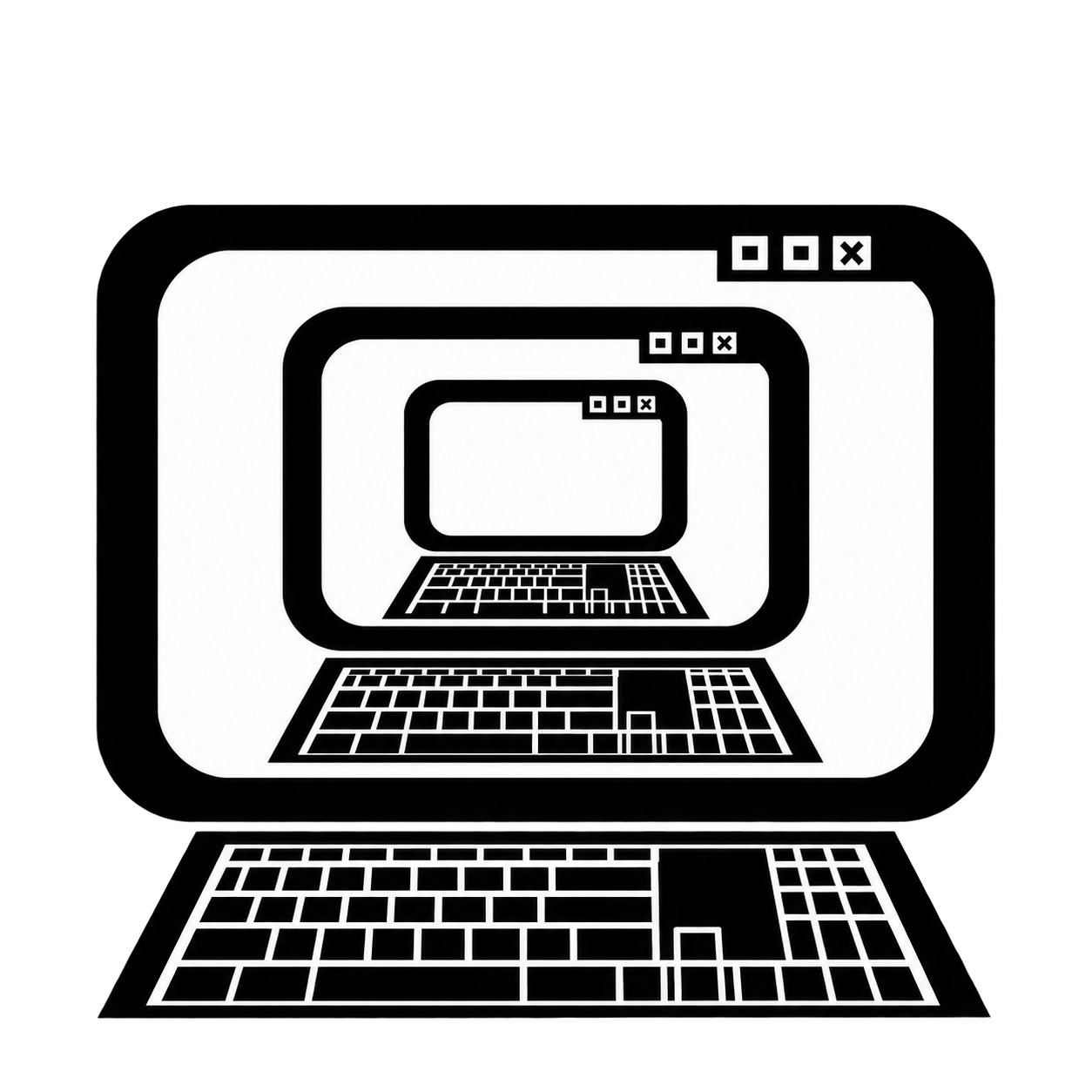 Nested cloud-computer windows and keyboards