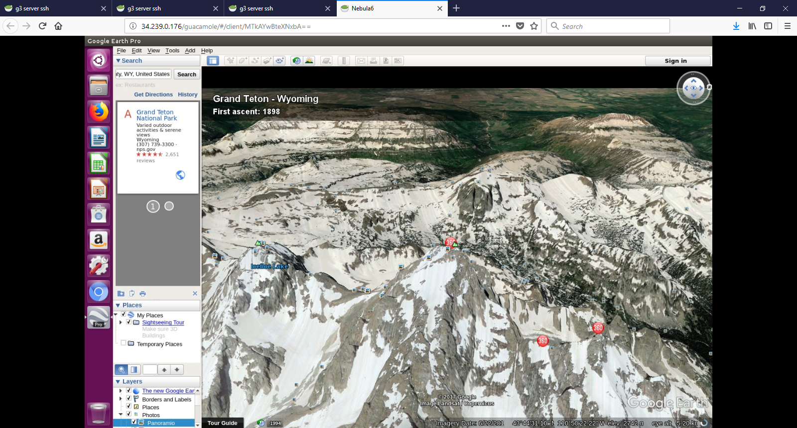 Google Earth aerial 3D view of the Grand Teton range in Wyoming