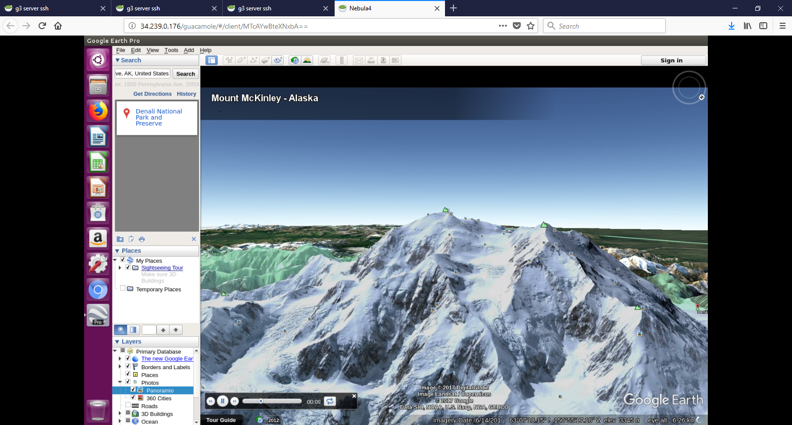 Google Earth aerial 3D view of Mount McKinley in Alaska